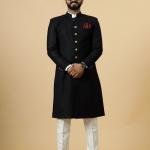 Classic Black Achkan for Men | Elegant Ethnic Wear | Jaipurio